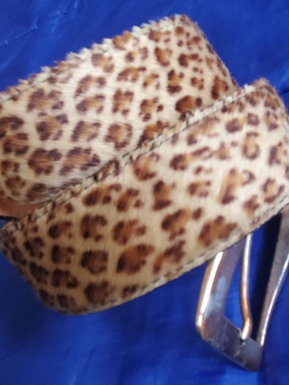 AnnaBella Belt Wm 24-28" Waist Exotic Leopard Print Calfskin Gold-tone Hardware